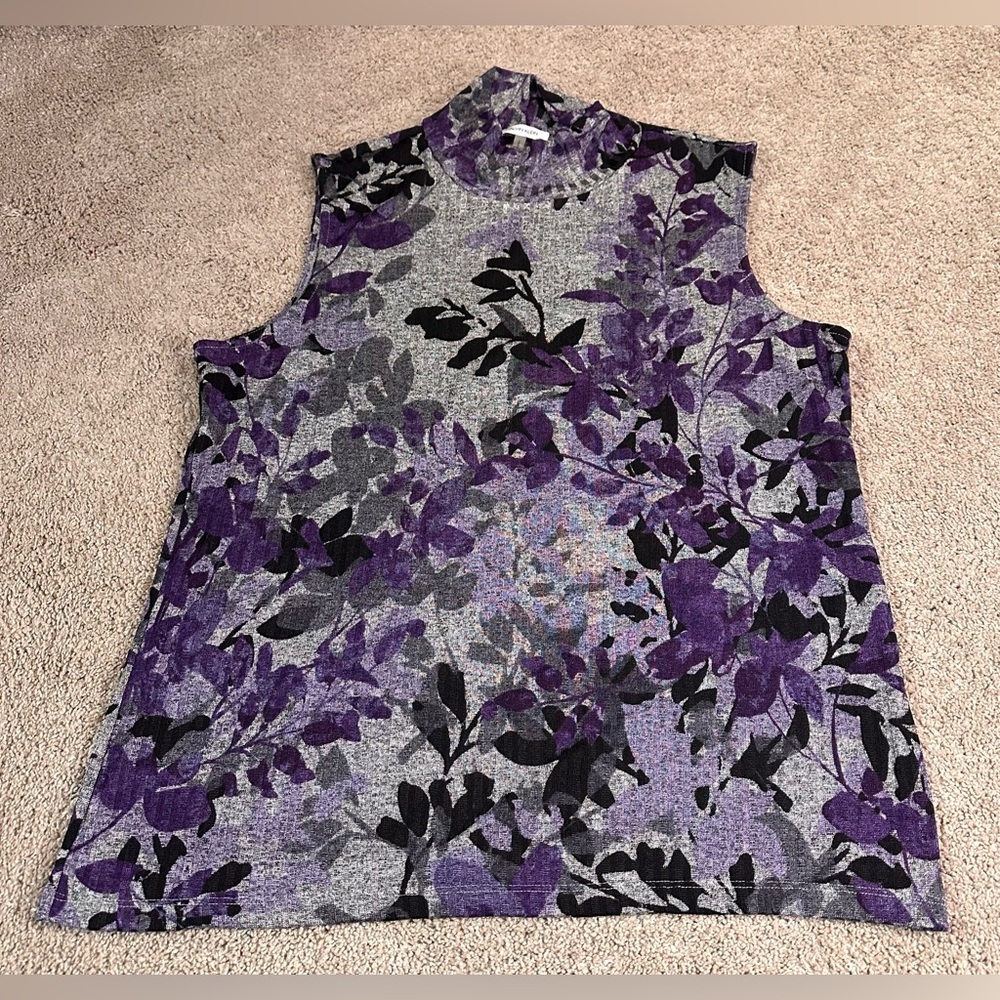 Calvin Klein Ribbed Floral Print Top. Size L